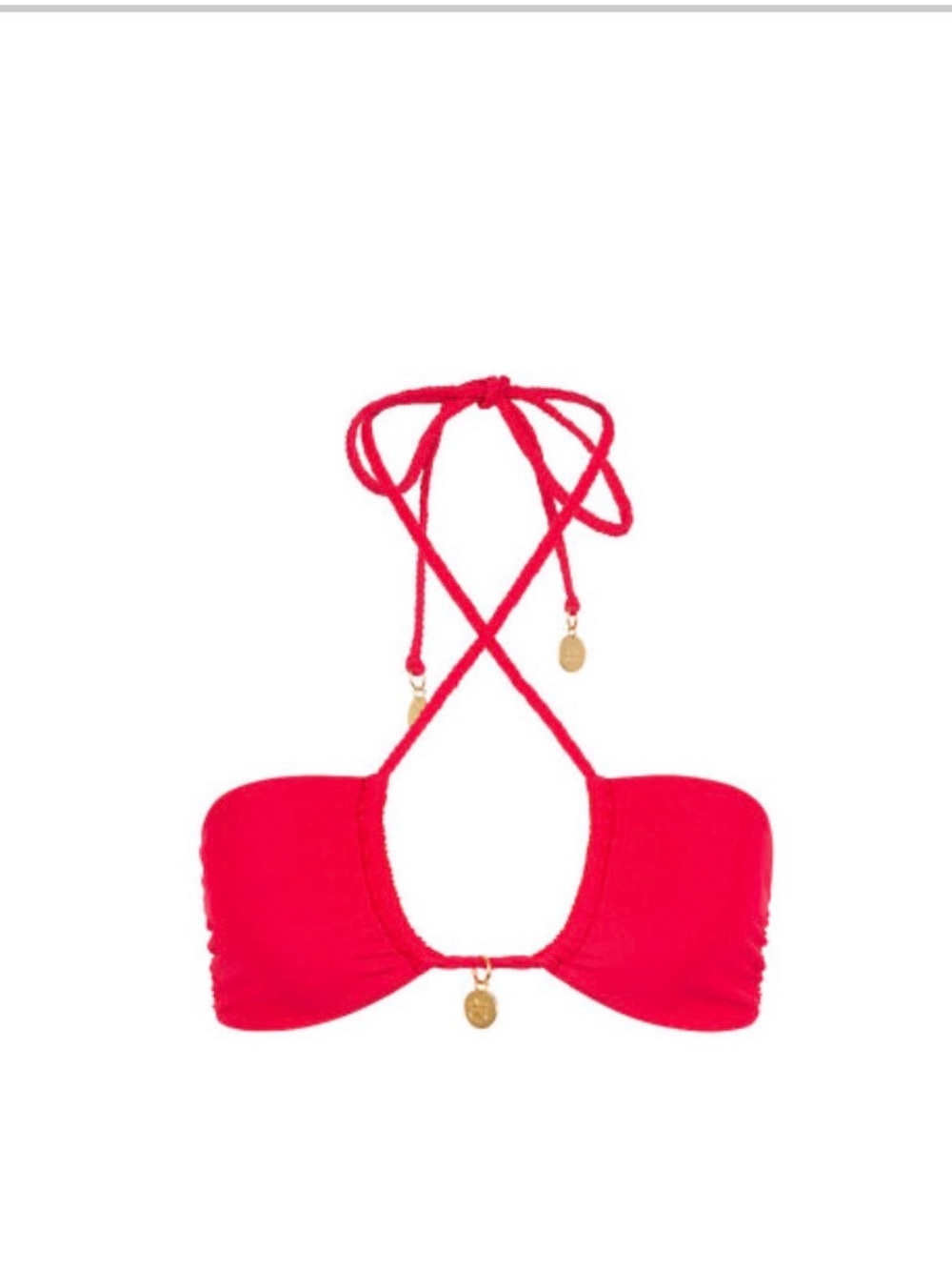 Kulani Kinis - Braided Tie Bandeau Bikini Top - Cherry Crush